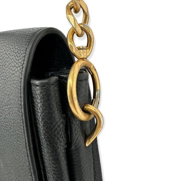 Tory Burch | One Size | Everly Black Pebbled Leather Flap Saddle Bag - Picture 6 of 12